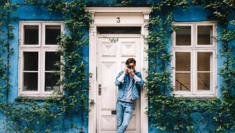 Blue colourful house in Copenhagen